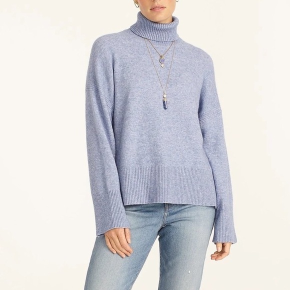 J. Crew Sweater Pullover Turtleneck Wool Alpaca Soft Cozy Classic Basic Blue XS - Picture 1 of 12